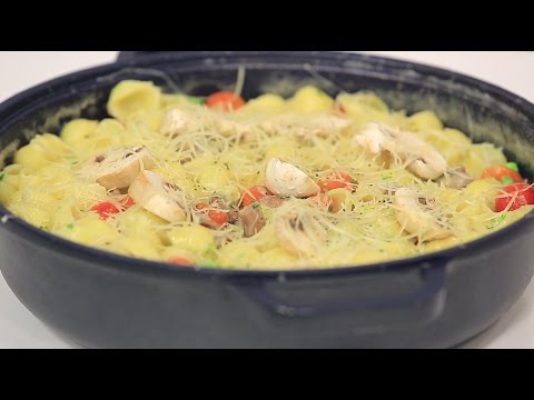 مكرونة باللحم والبسلة