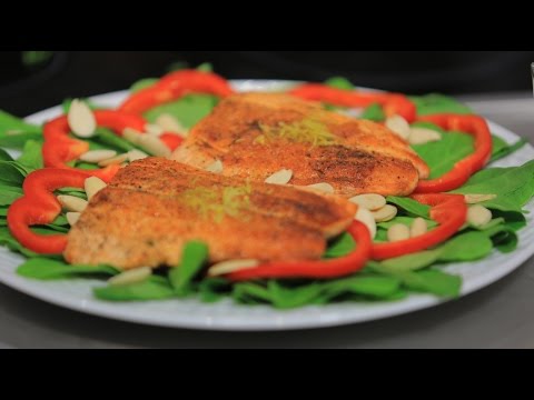 سلطة سبانخ بالسالمون